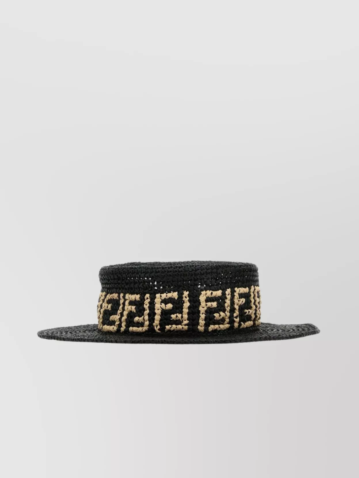 Fendi   Brimmed design raffia hat contrast pattern