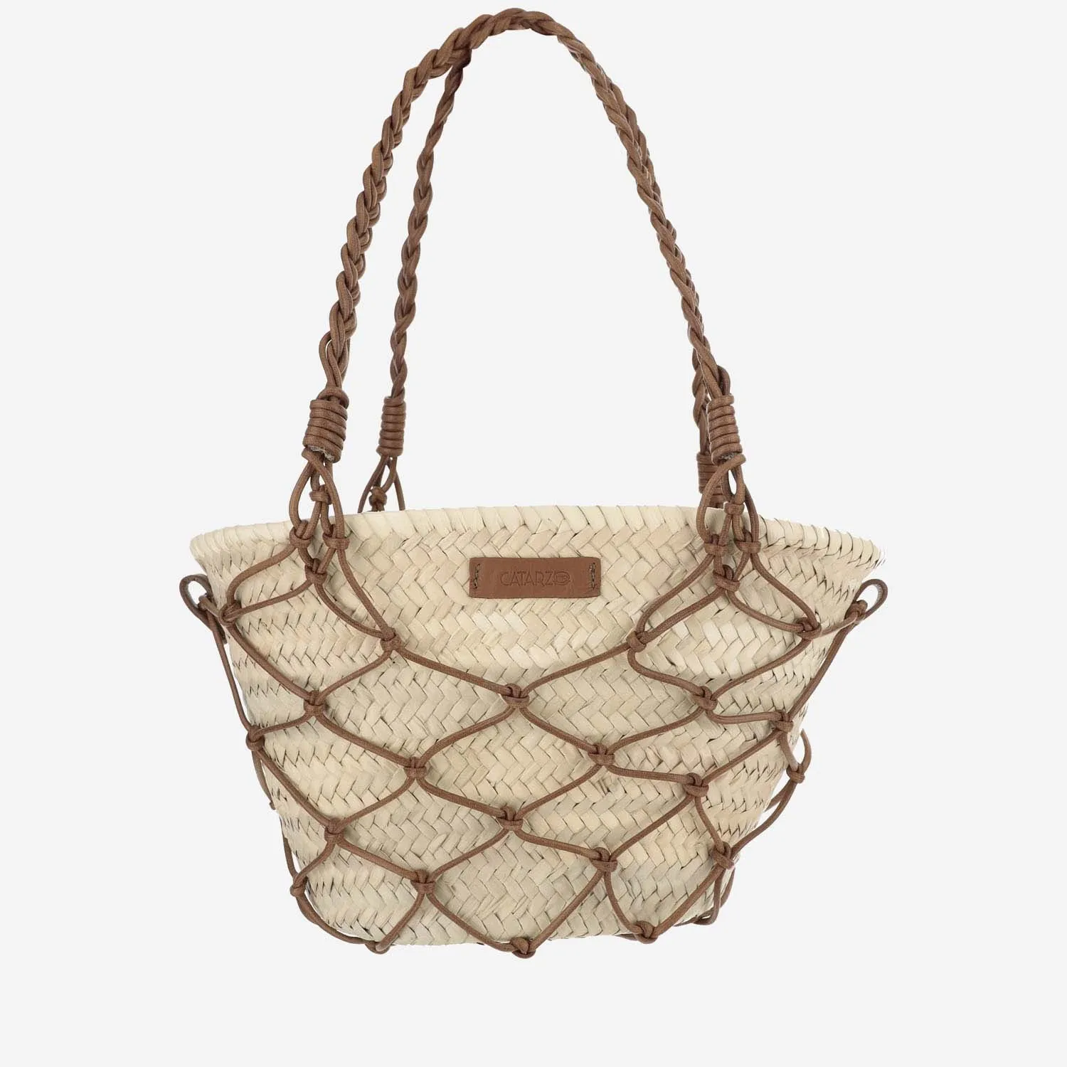 Filippo Catarzi    Filippo Catarzi Straw And Cotton Bag With Leather Details