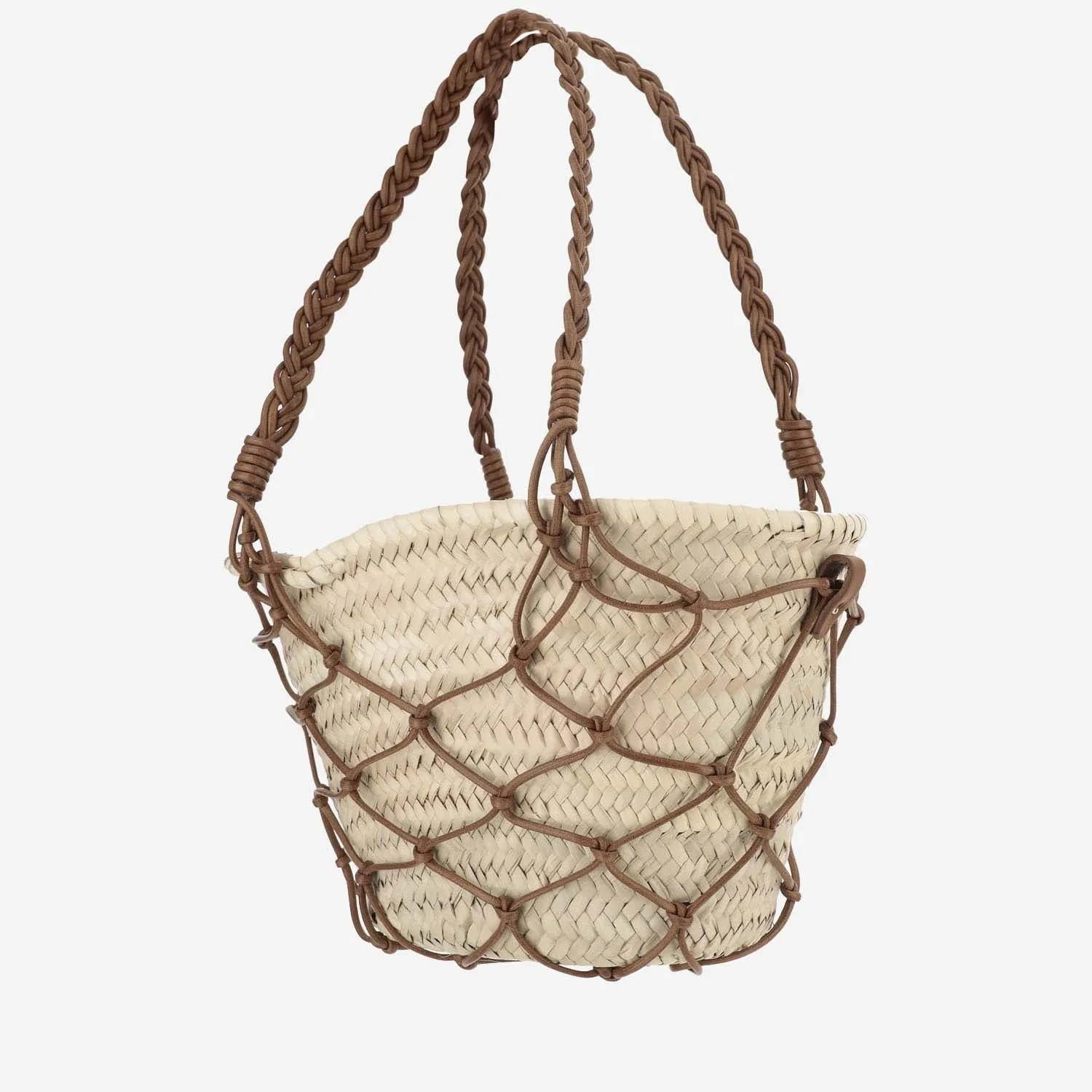 Filippo Catarzi    Filippo Catarzi Straw And Cotton Bag With Leather Details