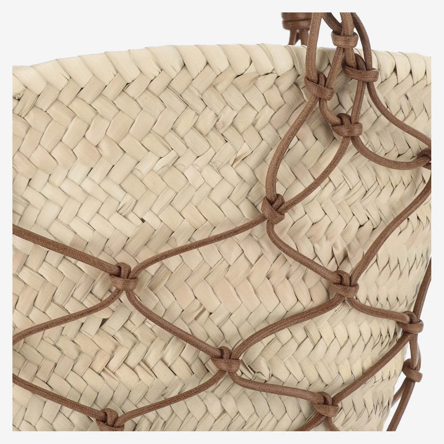 Filippo Catarzi    Filippo Catarzi Straw And Cotton Bag With Leather Details