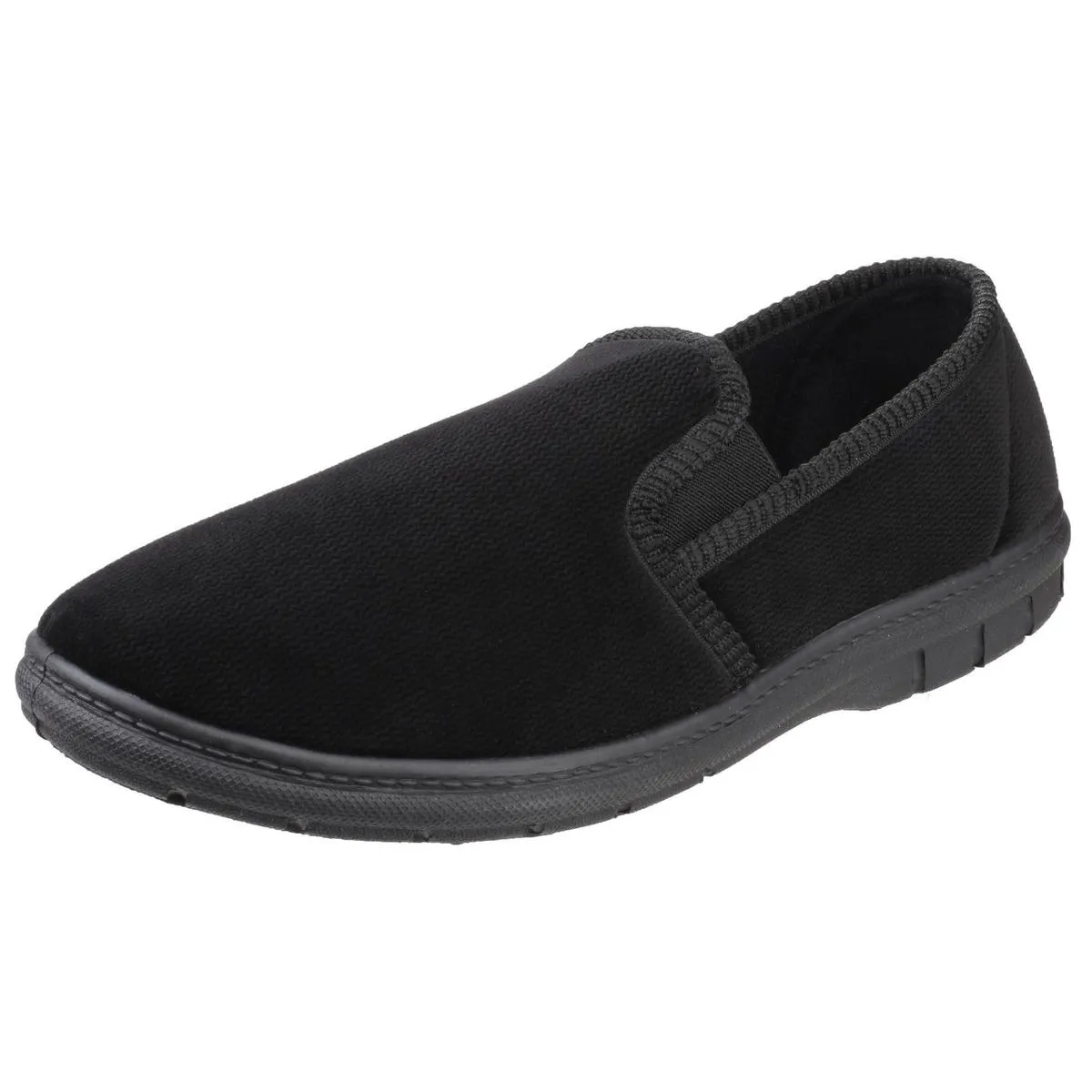 Fleet & Foster John Twin Gusset Memory Foam Slipper Black