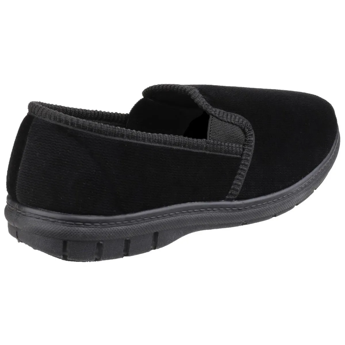 Fleet & Foster John Twin Gusset Memory Foam Slipper Black