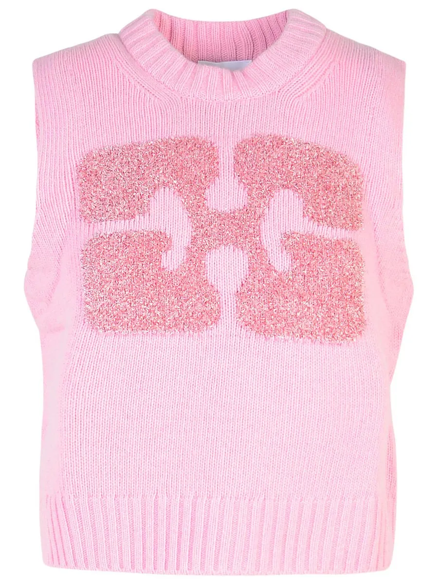 GANNI    Ganni Pink Wool Myth Vest