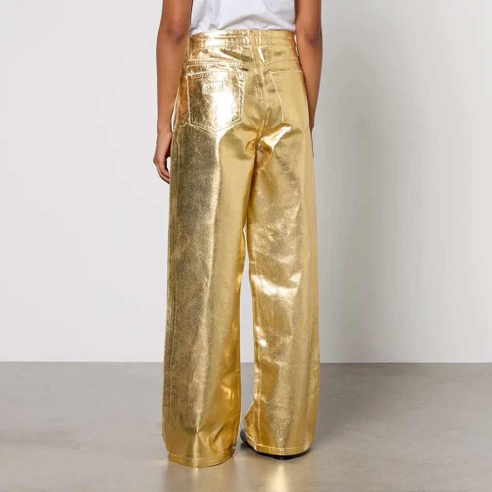 Ganni Metallic Denim Wide-Leg Jeans - W25 | Coggles