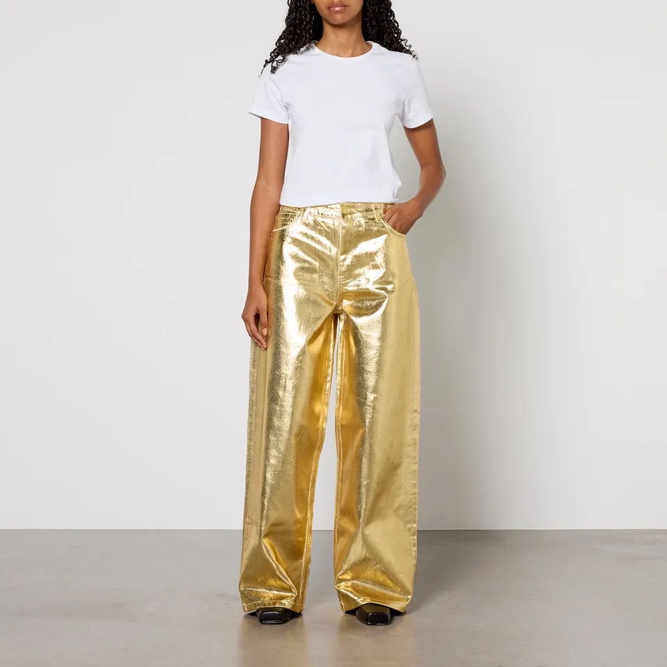 Ganni Metallic Denim Wide-Leg Jeans - W25 | Coggles