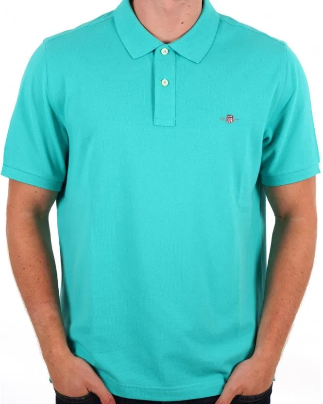 Gant Shield Pique Polo Lagoon Blue