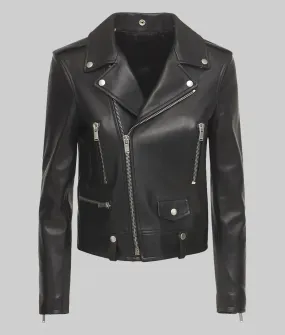 Georgina Rodriguez Black Leather Biker Jacket | TLC UK