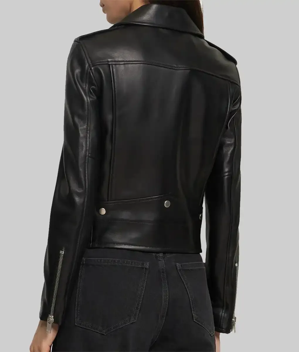 Georgina Rodriguez Black Leather Biker Jacket | TLC UK