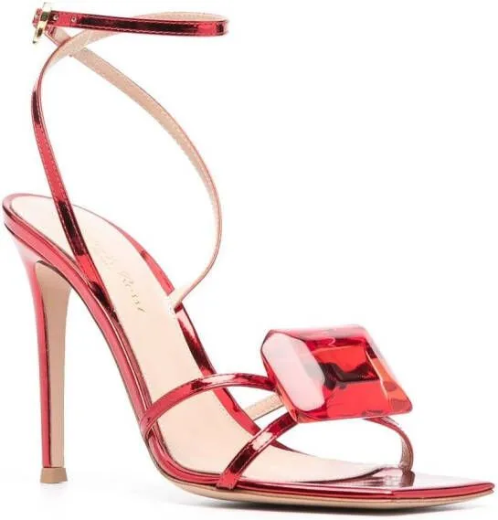 Gianvito Rossi Jaipur 105mm metallic-effect sandals Red