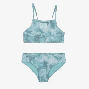 Girls Blue Tie-Dye Logo Bikini