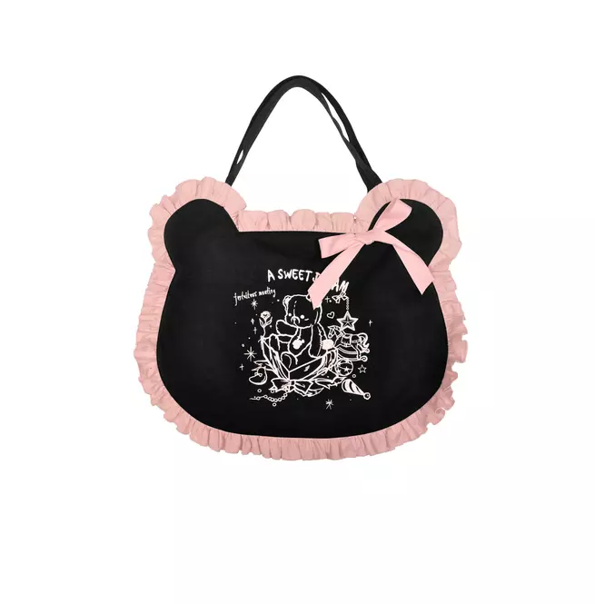 Gothic Little Bear Ear Handbag in Black and Pink