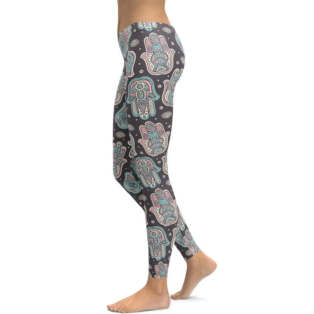 Hand Drawn Hamsa Leggings