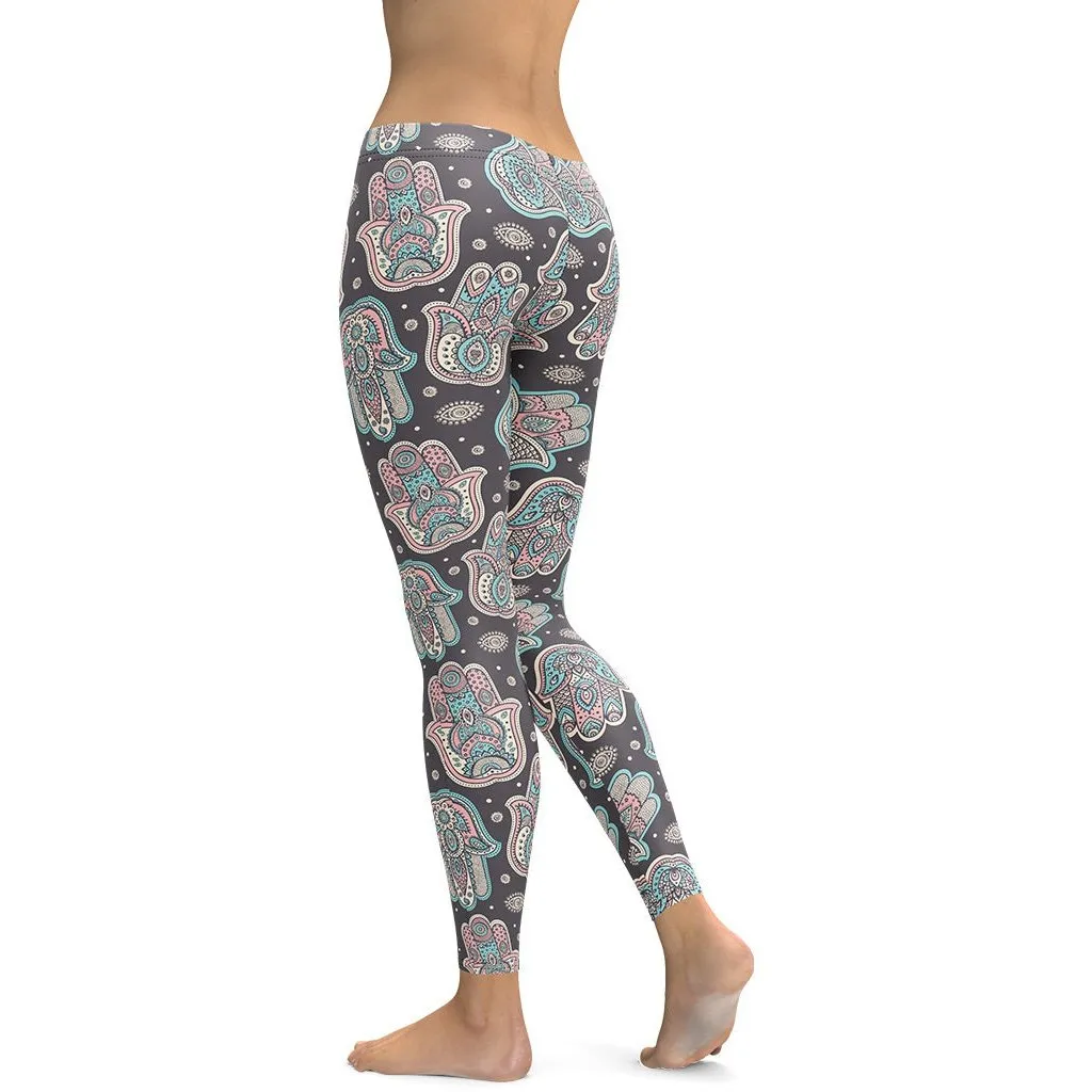 Hand Drawn Hamsa Leggings