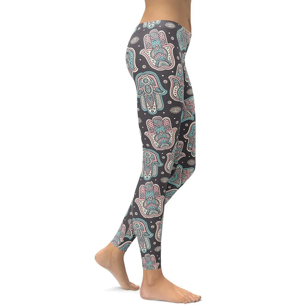 Hand Drawn Hamsa Leggings