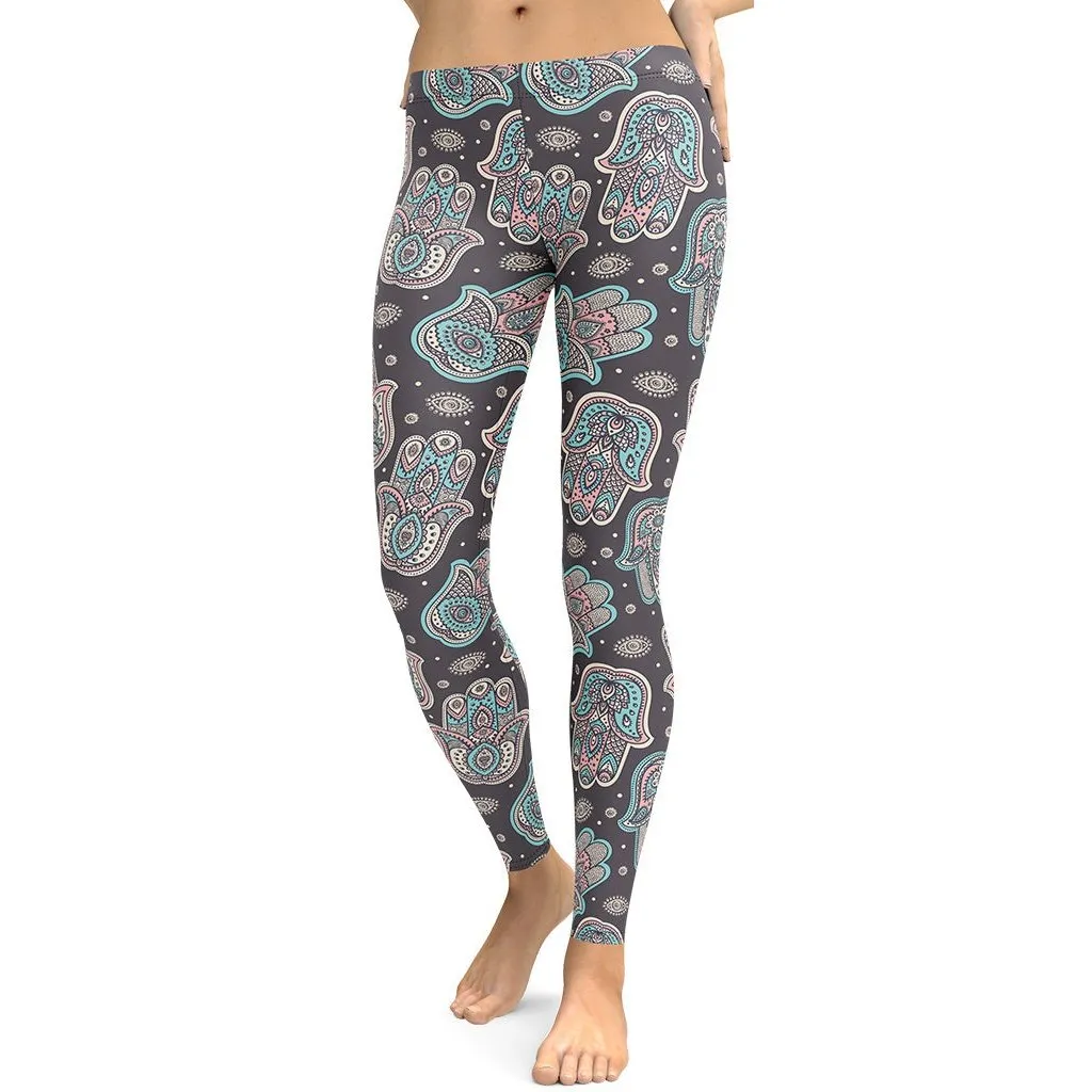 Hand Drawn Hamsa Leggings