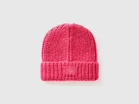 Hat with rhinestone logo - Fuchsia | Benetton