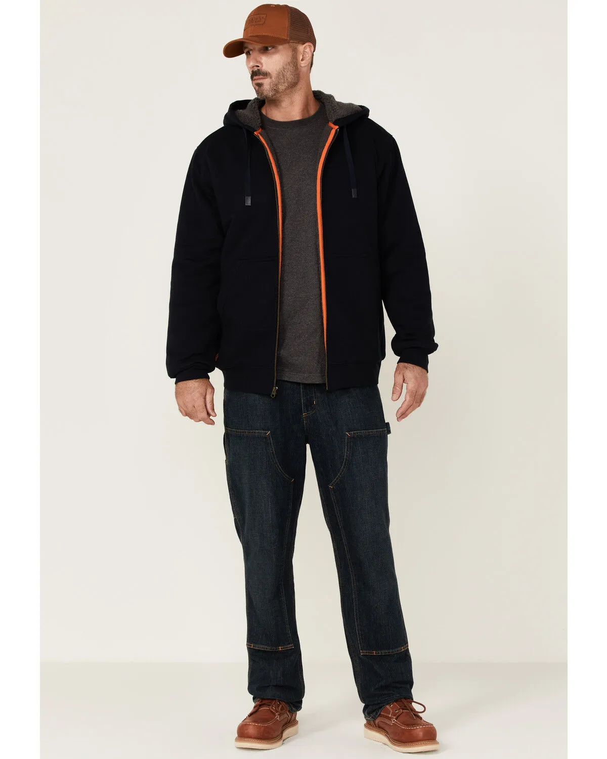 Hawx Men's Navy Sherpa Lined Zip-Front Hooded Work Jacket