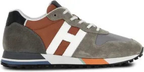 Hogan H383 panelled leather sneakers Brown