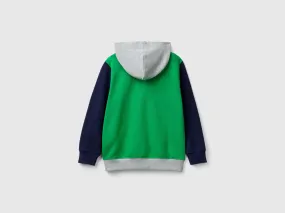 Hoodie with zip and embroidered logo - Multi-color | Benetton