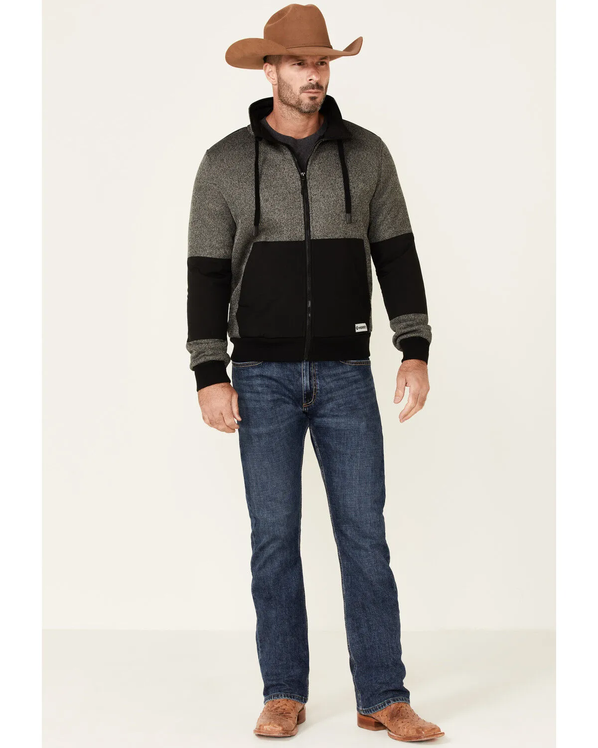 HOOey Men's Gray & Black Tech Fleece Zip-Front Jacket