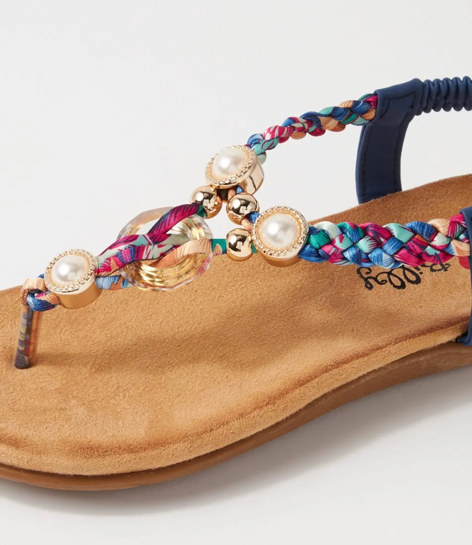 I LOVE BILLY Faller Dark Blue Multi Sandals