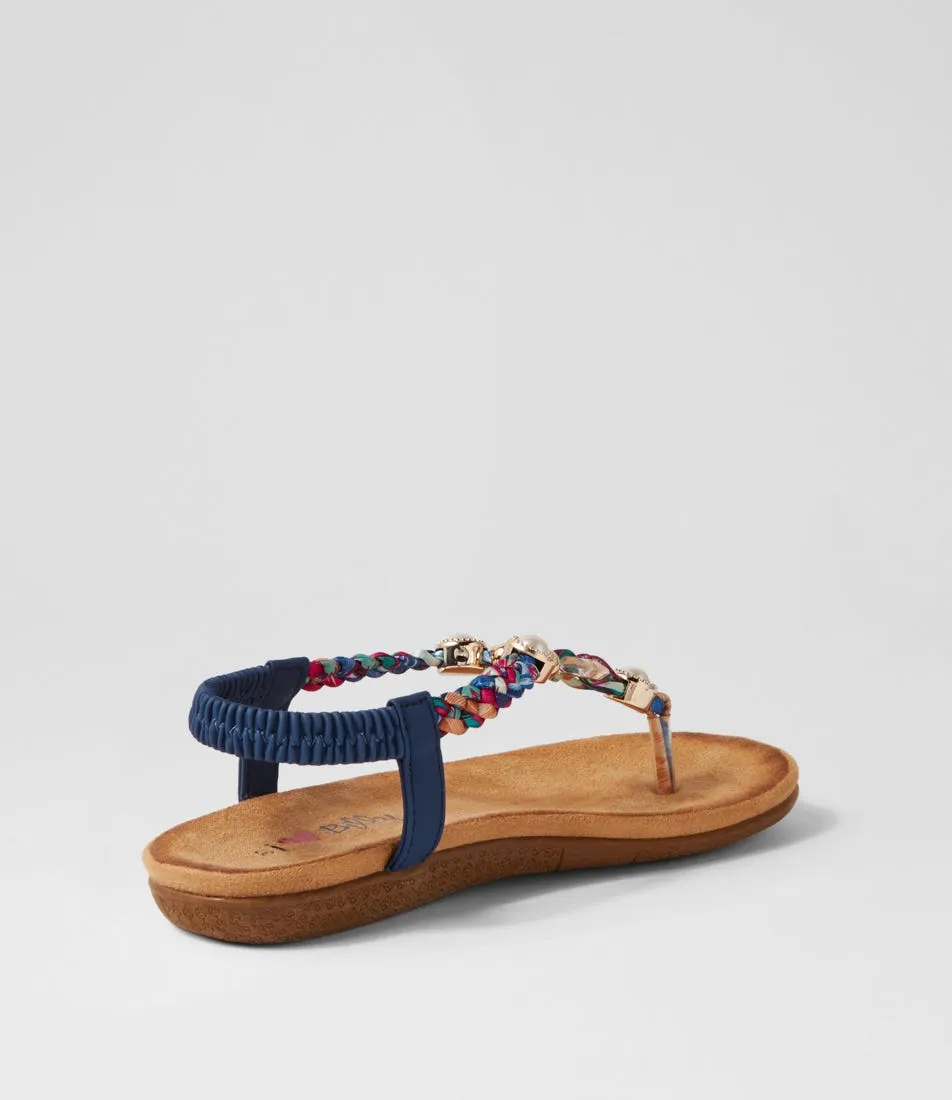 I LOVE BILLY Faller Dark Blue Multi Sandals