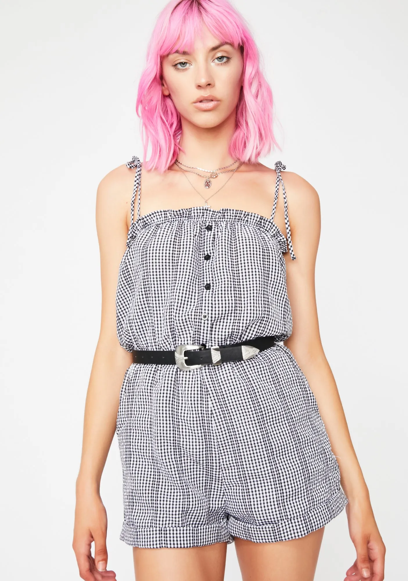 In The Hamptons Gingham Romper-