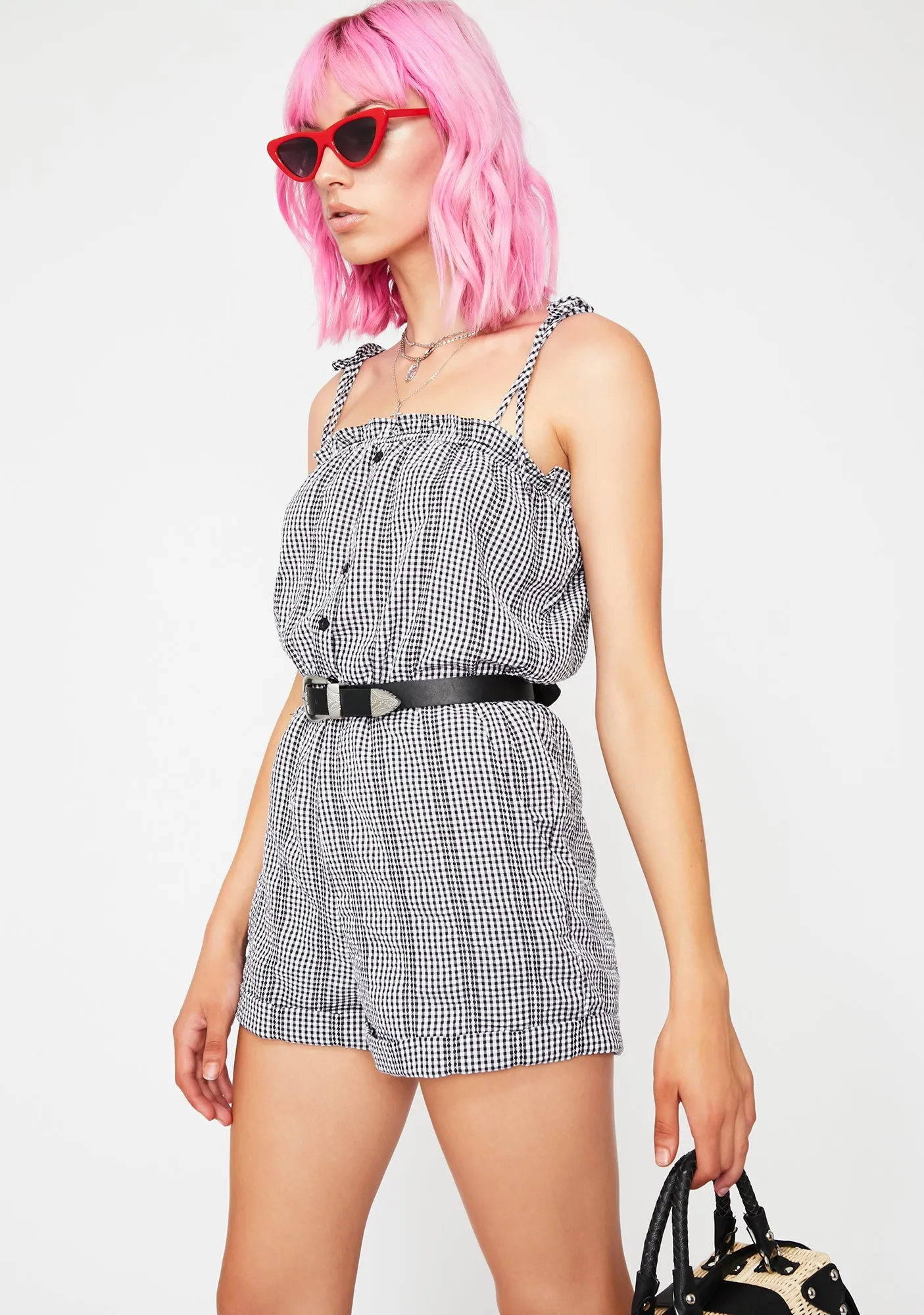 In The Hamptons Gingham Romper-