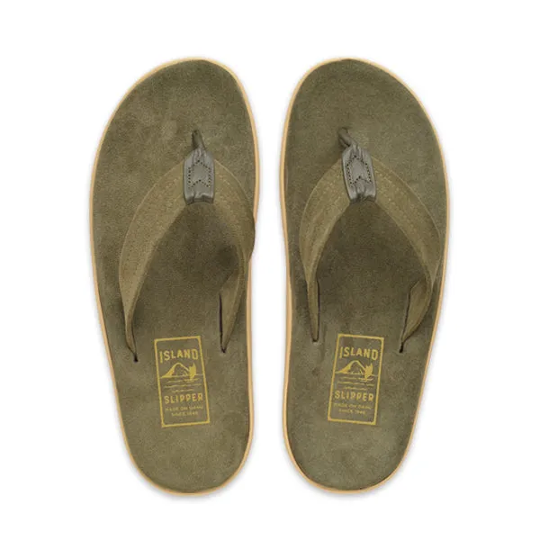 ISLAND SLIPPERMEN'S THONG CLASSIC ULTIMATE SUEDE ARMY