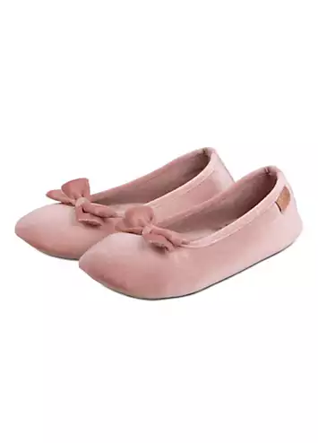 Isotoner Ladies Pink Sparkle Velour Ballet Slipper by Totes | Look Again