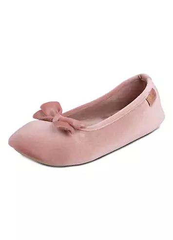 Isotoner Ladies Pink Sparkle Velour Ballet Slipper by Totes | Look Again