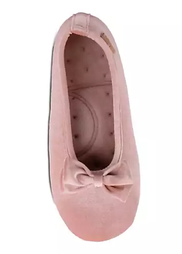 Isotoner Ladies Pink Sparkle Velour Ballet Slipper by Totes | Look Again