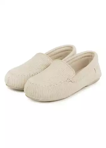 Isotoner Ladies Textured Moccasin Slipper - Beige by Totes | Look Again