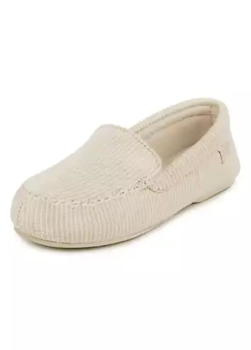 Isotoner Ladies Textured Moccasin Slipper - Beige by Totes | Look Again