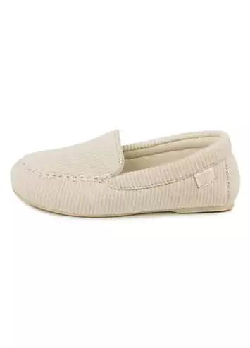 Isotoner Ladies Textured Moccasin Slipper - Beige by Totes | Look Again