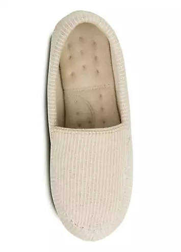 Isotoner Ladies Textured Moccasin Slipper - Beige by Totes | Look Again