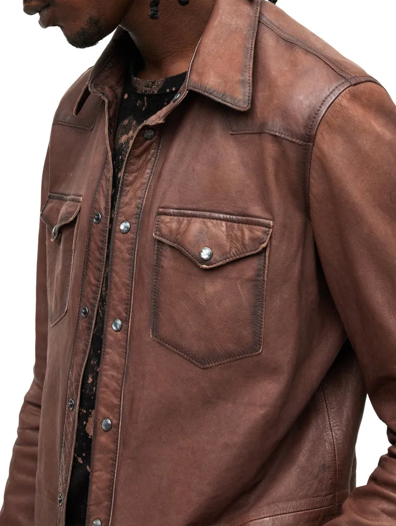 John Varvatos MASON Leather Shirt Jacket - Mocha