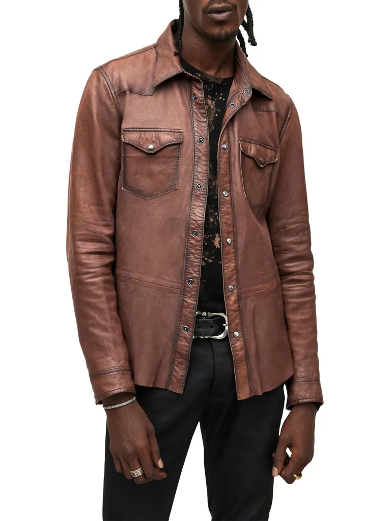 John Varvatos MASON Leather Shirt Jacket - Mocha