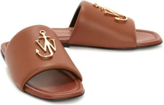 JW Anderson JW Anchor plaque slide sandals Brown