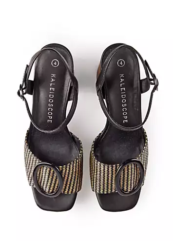 Kaleidoscope Black & Tan Textile Multi Platform Sandals | Kaleidoscope