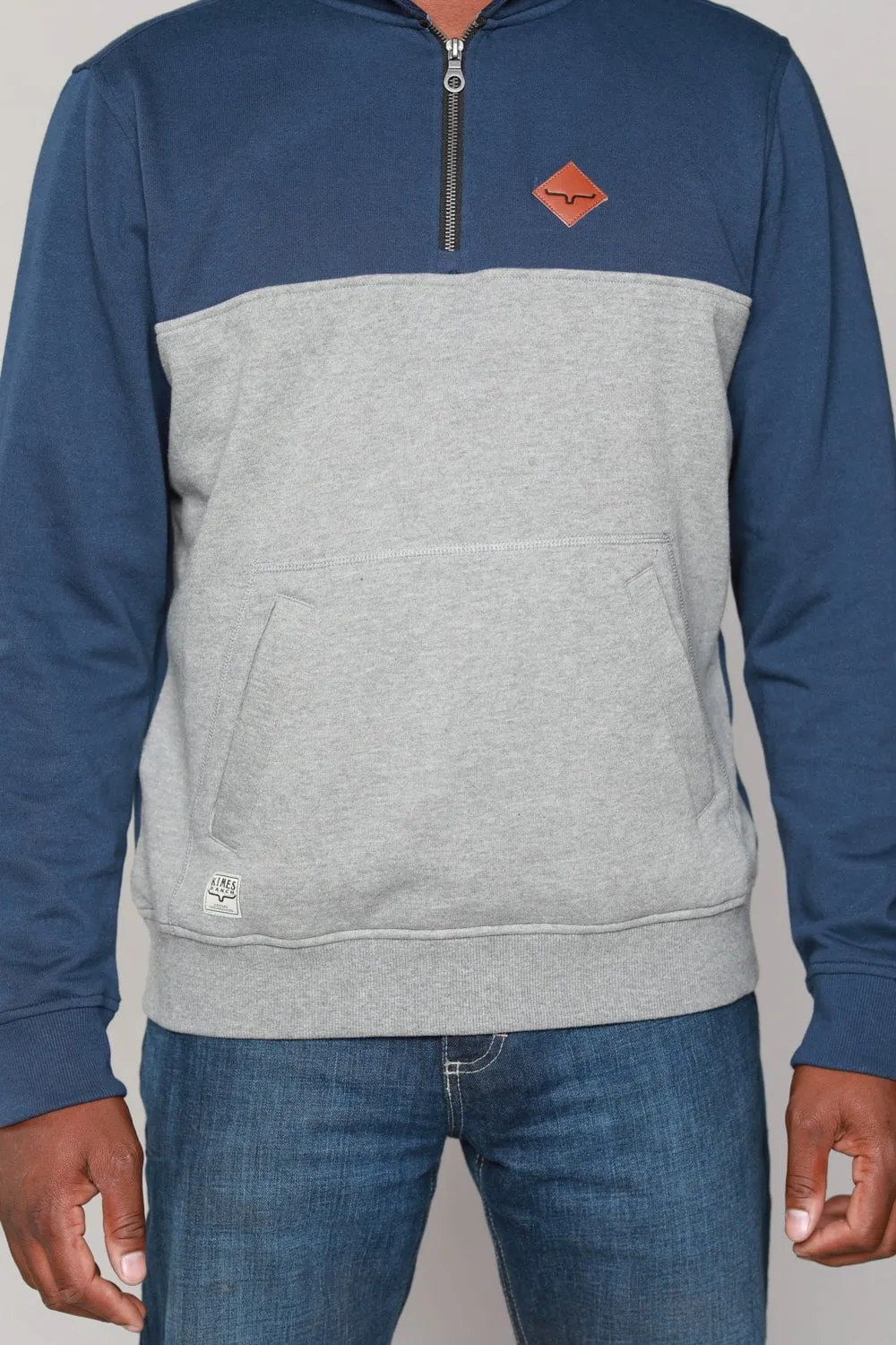 Kimes Ranch Mens Diamond Head QZ Navy/Grey Cotton Blend L/S Hoodie