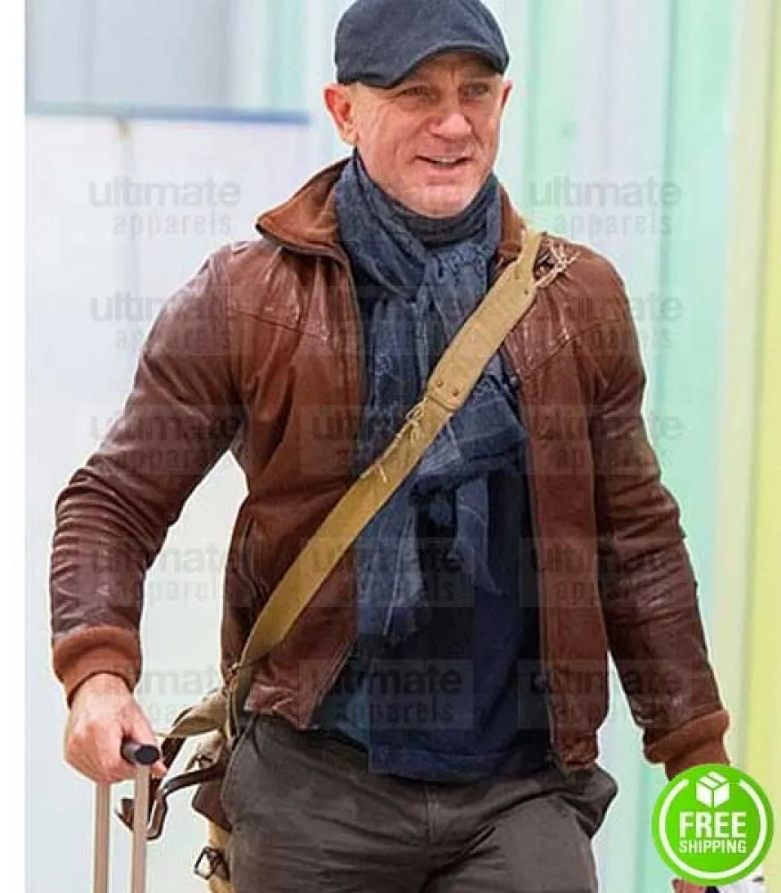 KNIVES OUT DANIEL CRAIG (BENOIT BLANC) BROWN LEATHER JACKET