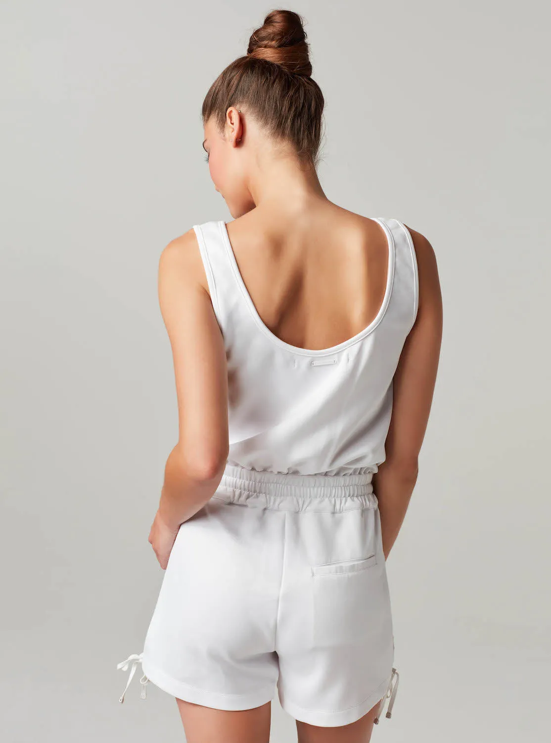 Lace Up Romper - White - Final Sale