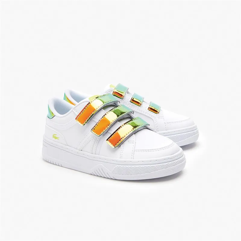 Lacoste Junior L001 Strap Trainers White/Yellow