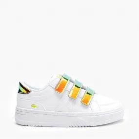 Lacoste Junior L001 Strap Trainers White/Yellow