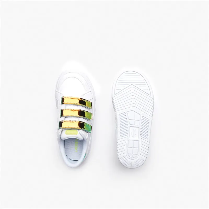 Lacoste Junior L001 Strap Trainers White/Yellow