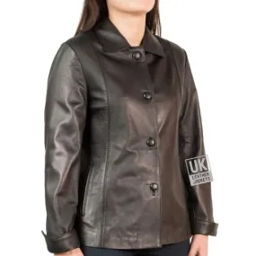 Ladies Brown Leather Jacket - Ariel | Free UK Delivery