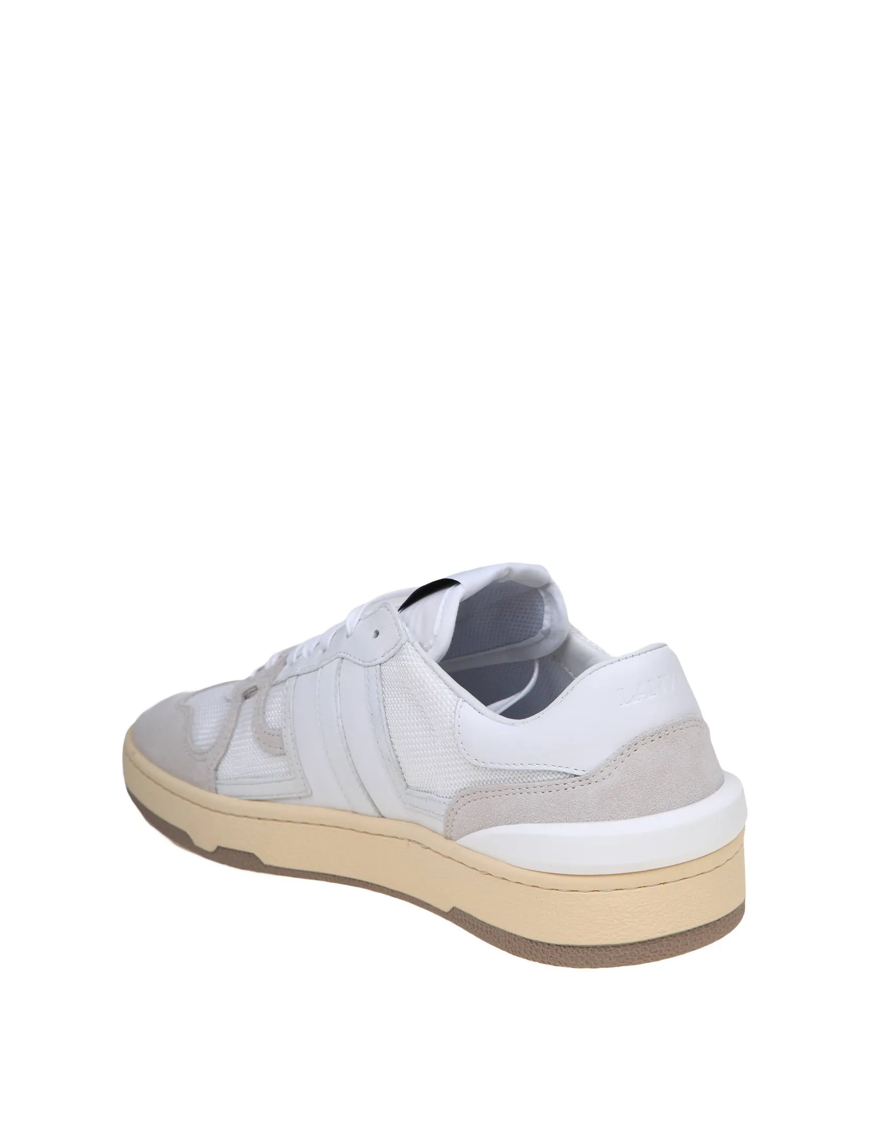 LANVIN CLAY LOW TOP SNEAKERS IN MESH AND SUEDE COLOR WHITE