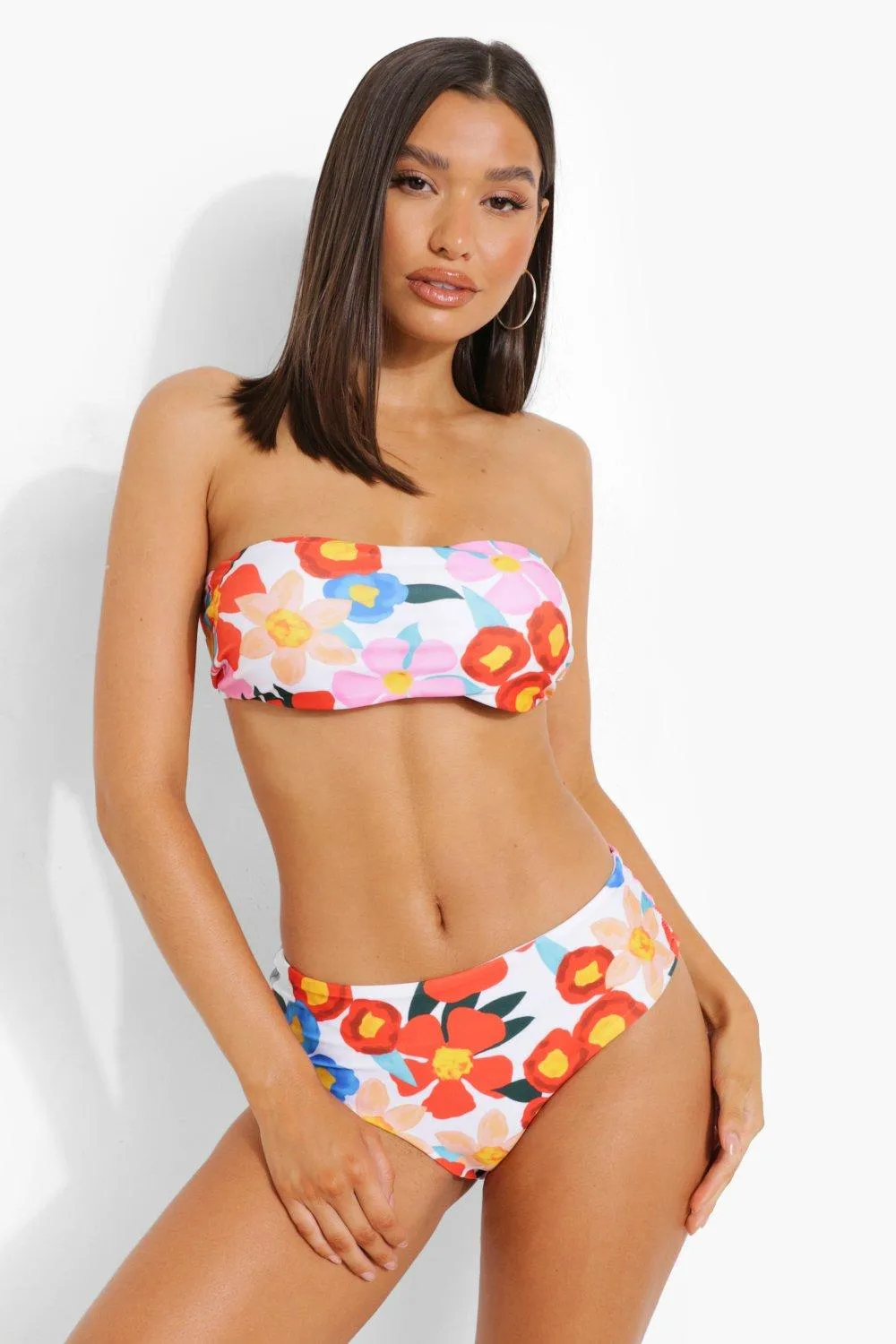 Large Floral Bandeau Bikini Set