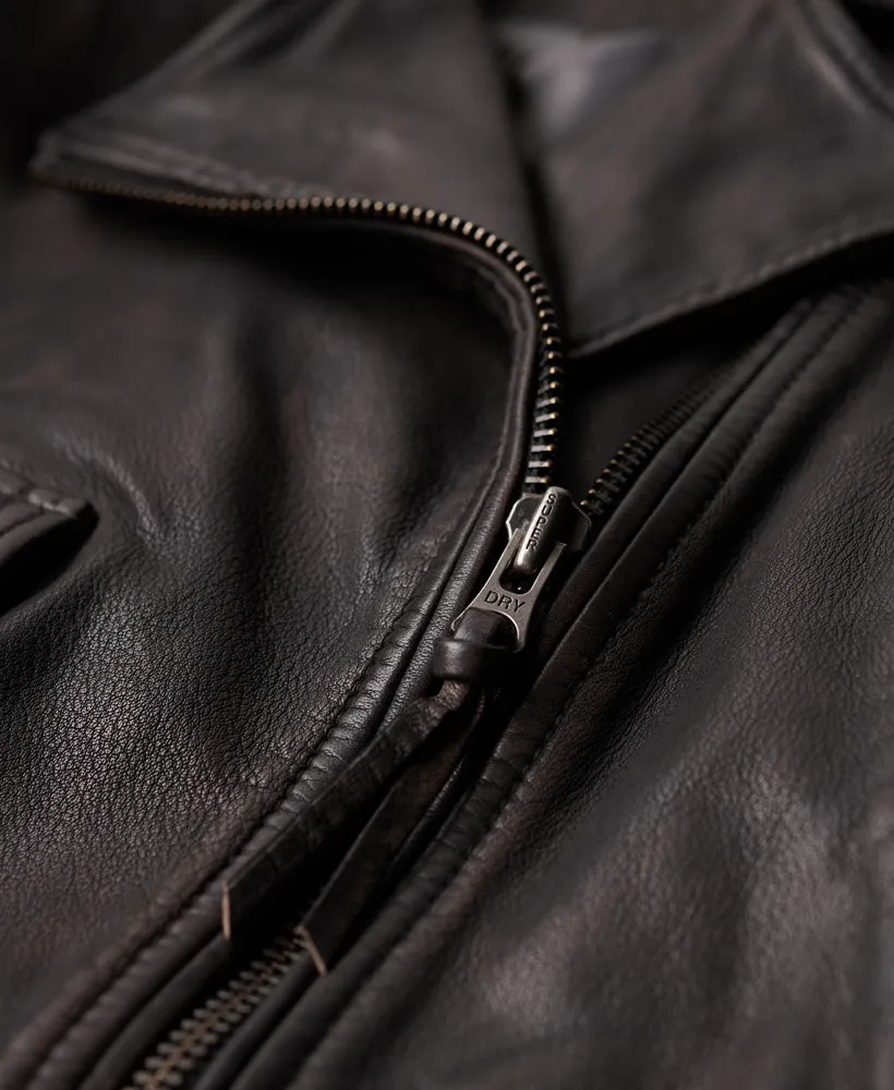 Leather Biker Jacket | Smoke Grey